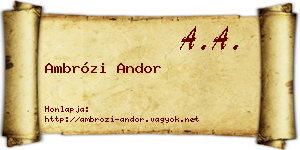 Ambrózi Andor névjegykártya