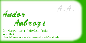 andor ambrozi business card